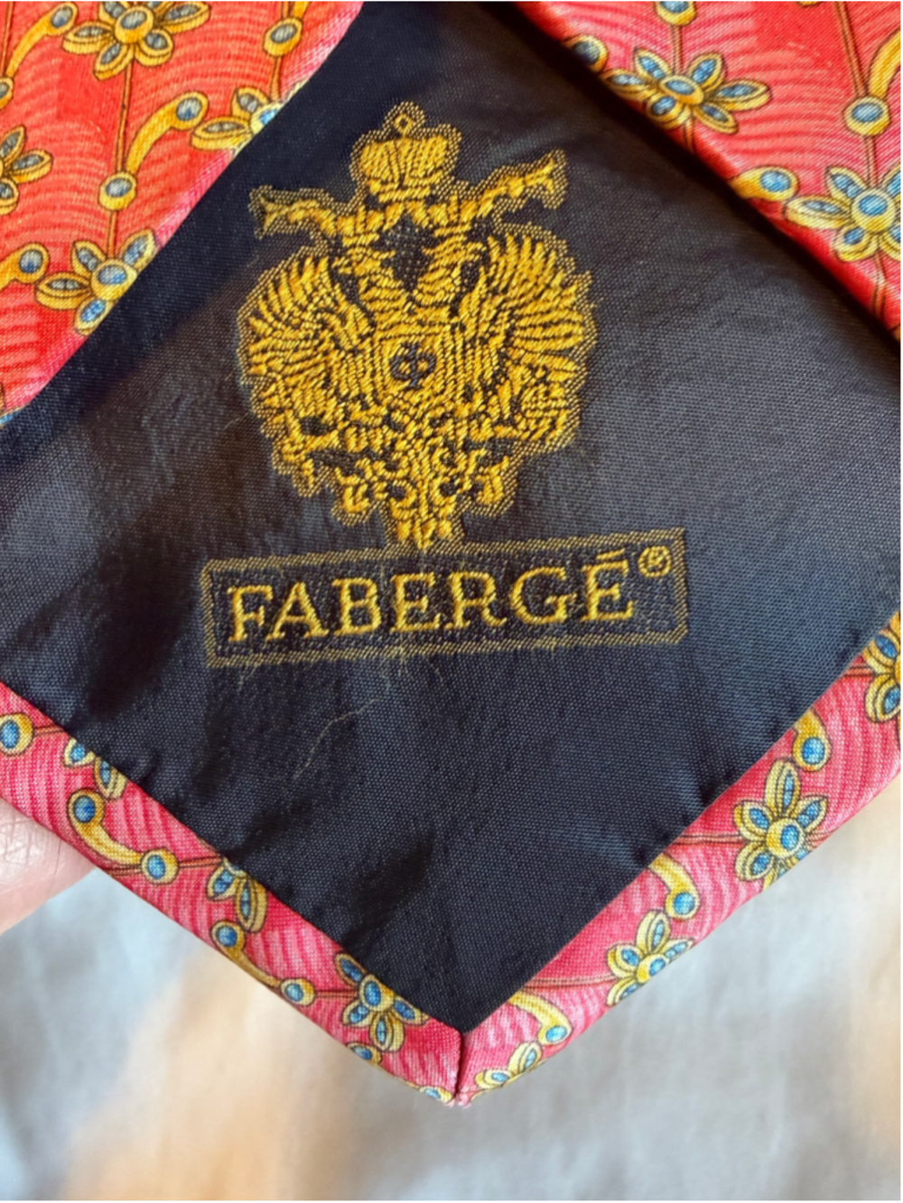 Vintage Fabergé Silk Necktie Mens 4” Wide Italian Luxury Floral Tie Q16